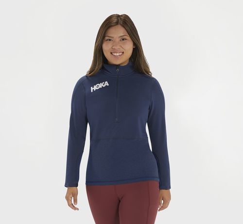 Hoka One One Dame 1/2 Zip Midlayer Tops Moonlit Ocean Norge-14VXZ